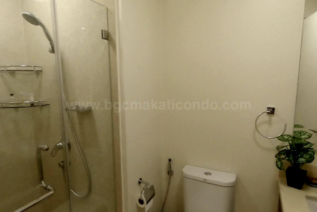Shower of common bathroom of 2-bedroom condominium unit at Shang Salcedo Place