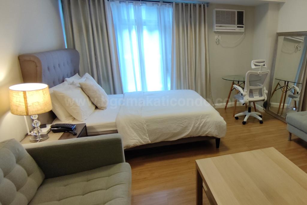 Sleeping area of studio condo unit at Verve Residences