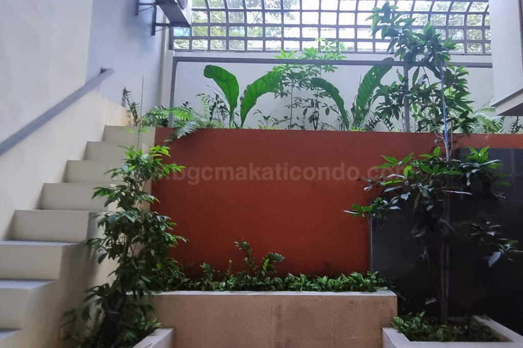 Garden of 3-bedroom bi-level condo unit at The Regency at Salcedo