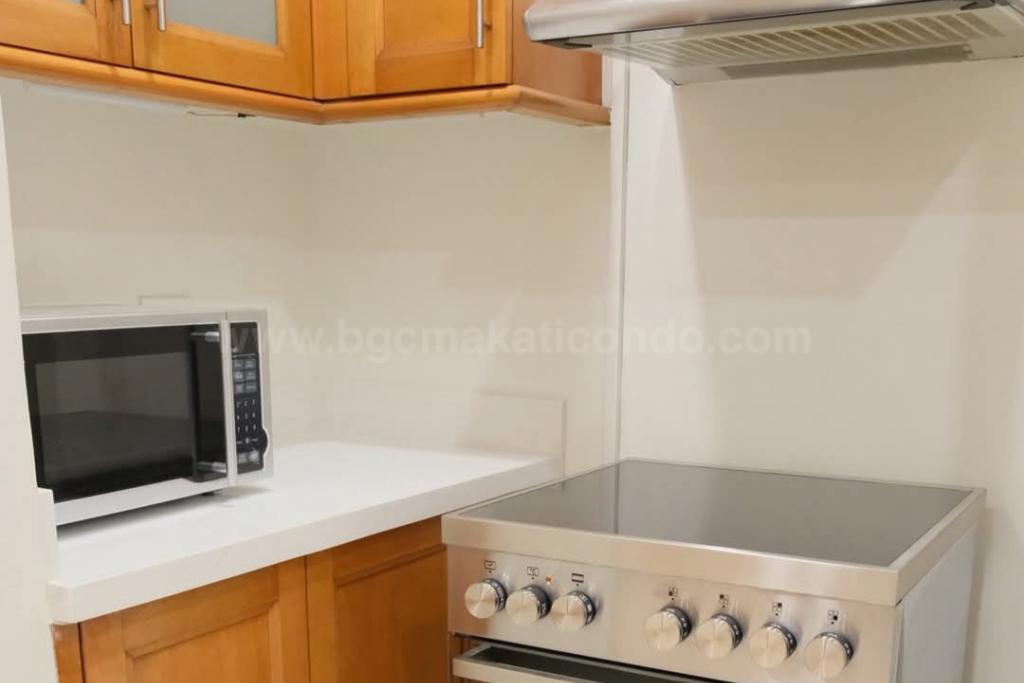 Kitchen area of 2-bedroom condo unit at Bonifacio Ridge