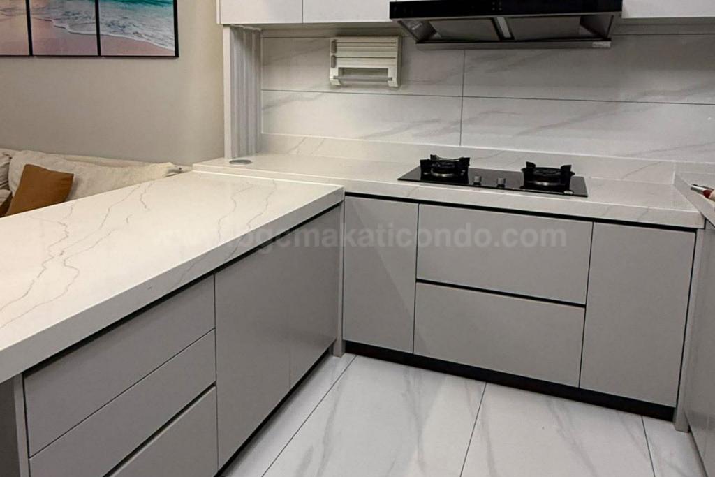 Kitchen area of 2-bedroom condo unit at The Trion Towers tower 2