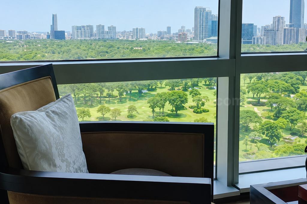Golf course view of 3-bedroom condo unit at Pacific Plaza Towers North tower