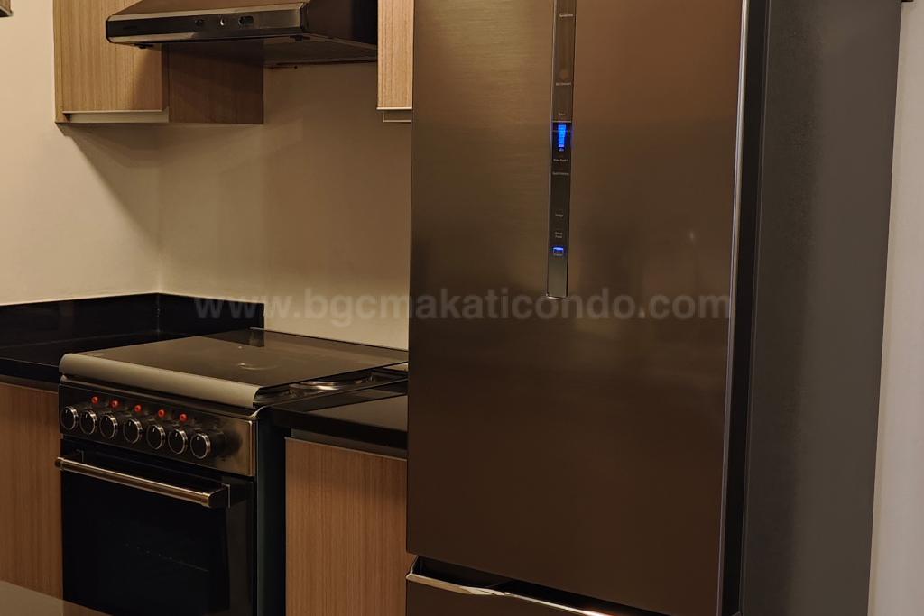 Kitchen area of 1-bedroom condo unit at One Maridien