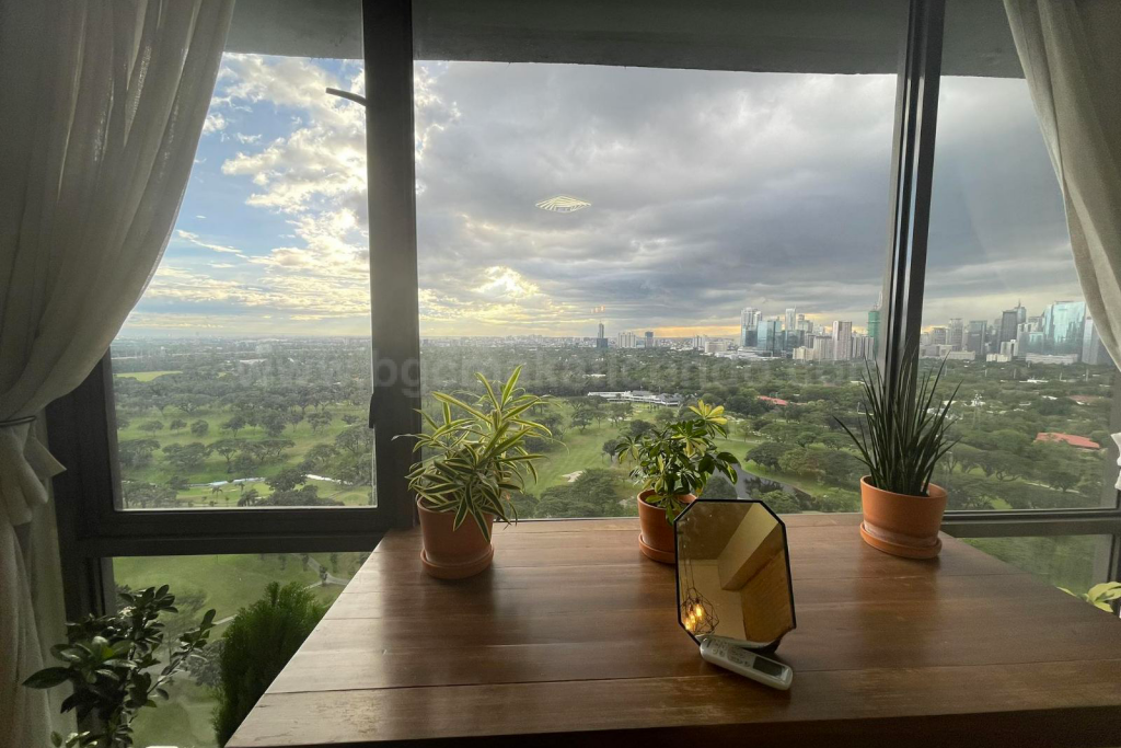 Golf course view from living area of two bedroom condominium unit at Bellagio tower 3