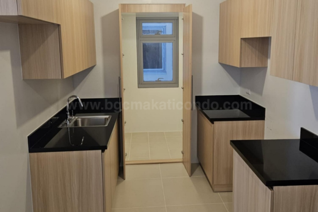 Kitchen area of 1-bedroom condo unit at Park Triangle Residences