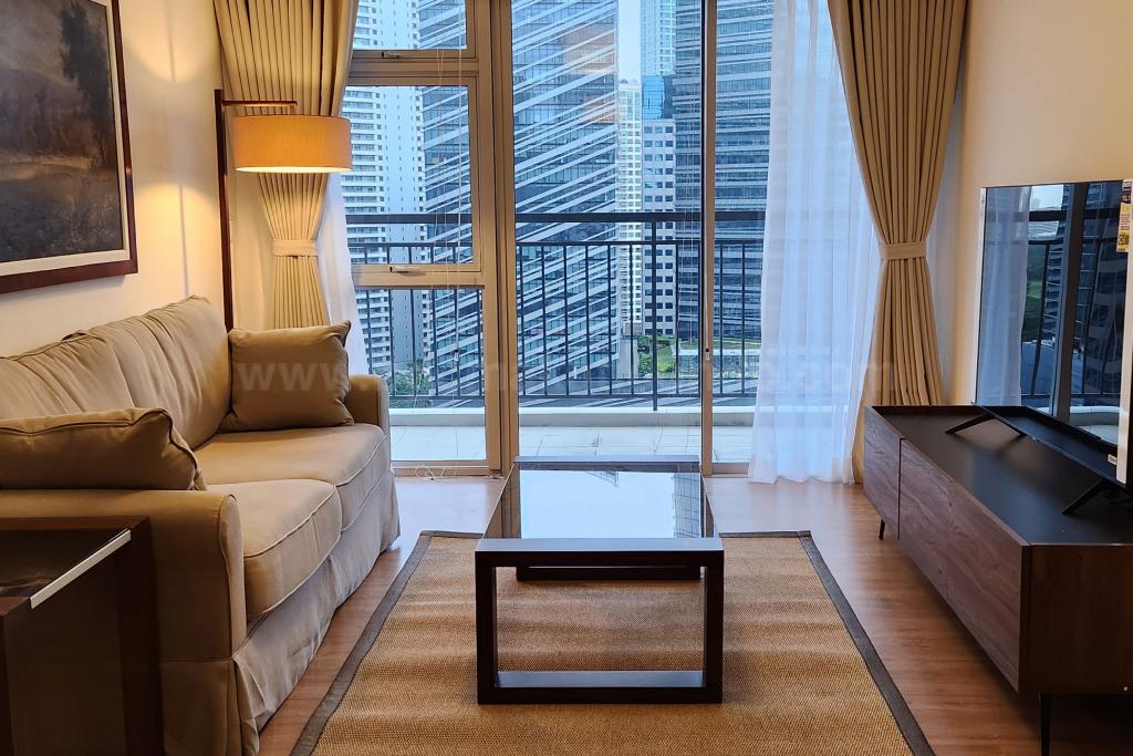 Living area of 1-bedroom condo unit at Verve Residences