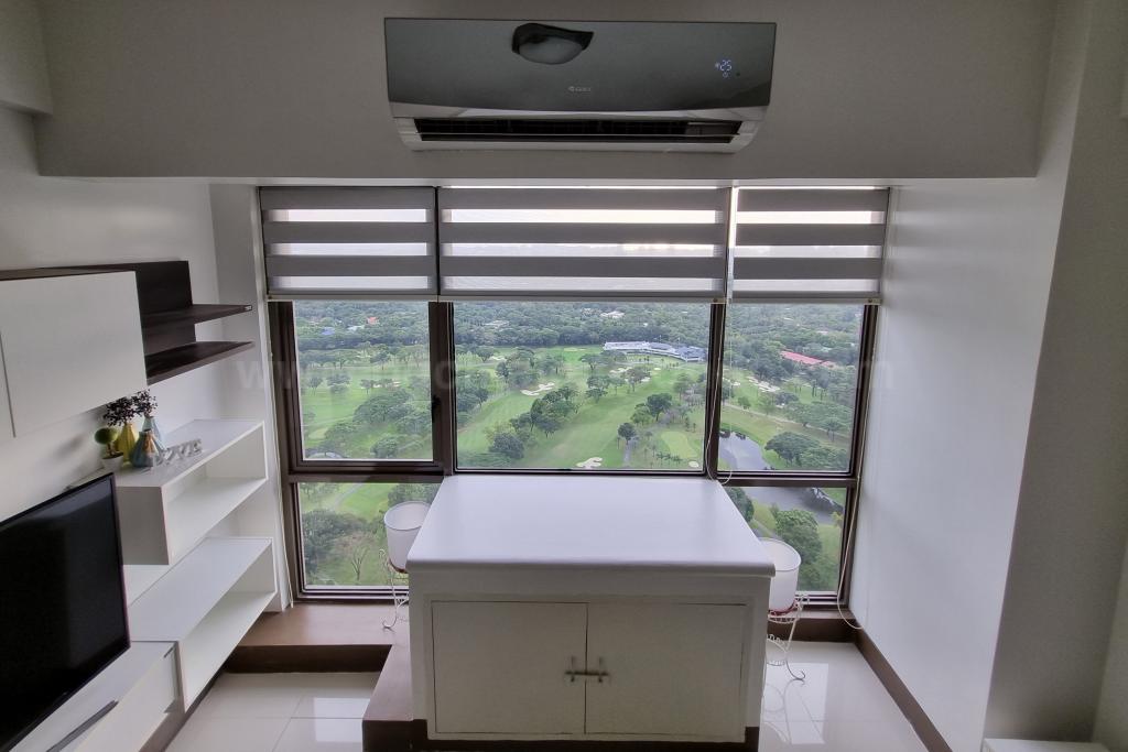 Floor-to-ceiling windows at living area of two bedroom condominium unit at Bellagio tower 3