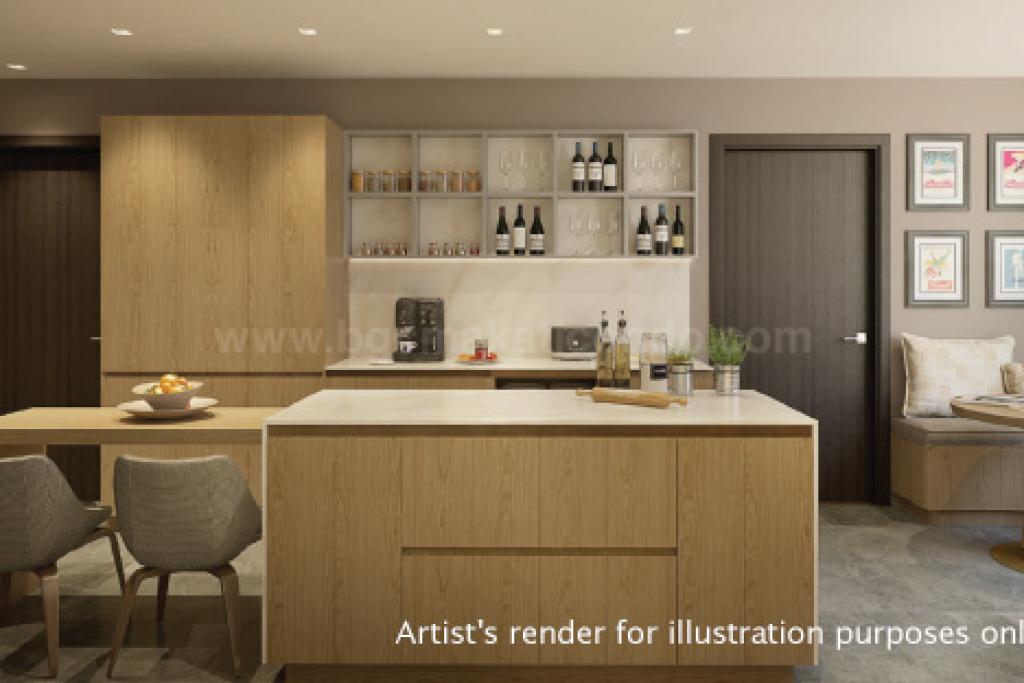 Kitchen area of 3-bedroom condo unit at Aurelia Residences - Artist’s Rendering