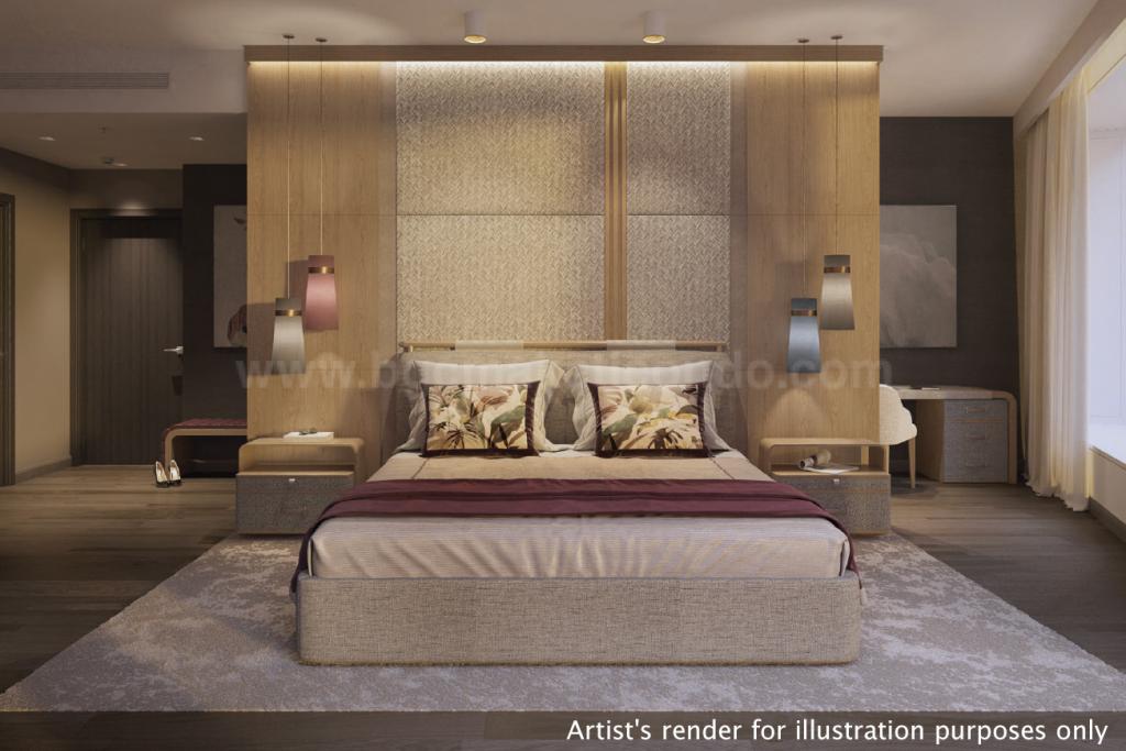 Master's bedroom of 3-bedroom condo unit at Aurelia Residences - Artist’s Rendering
