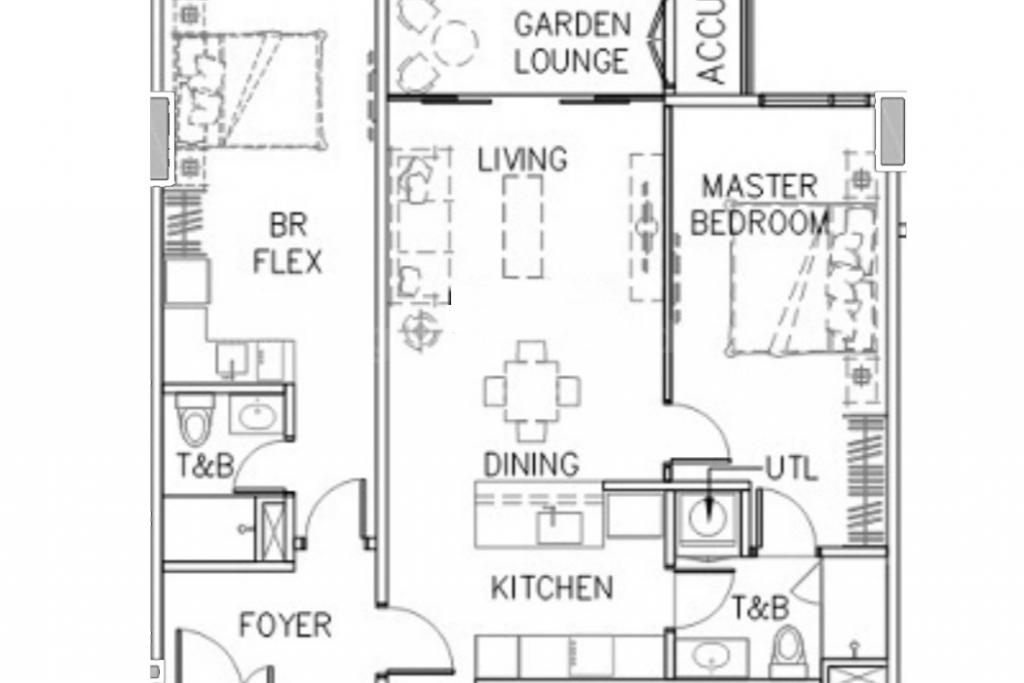 Floor plan of Duo Suite (1-bedroom plus studio condo unit) at Arbor Lanes tower 1