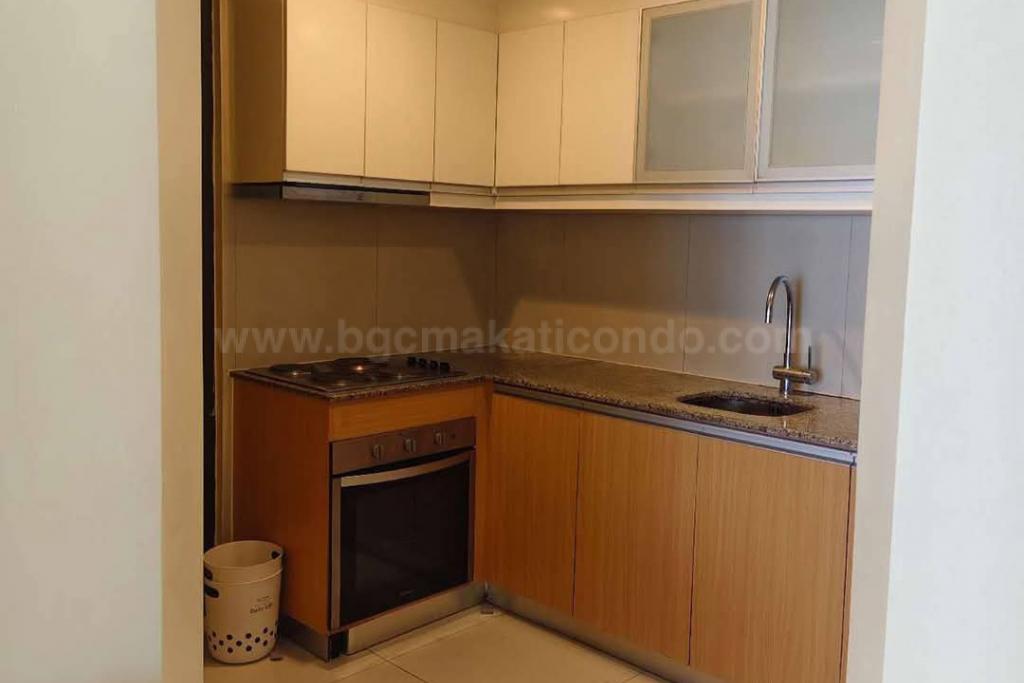 Kitchen area of 2-bedroom condo unit at Uptown Ritz Residences