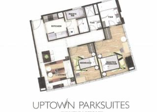 Floor plan of executive 2-bedroom condo unit at Uptown Parksuites tower 1