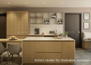 Kitchen area of 3-bedroom condo unit at Aurelia Residences - Artist’s Rendering