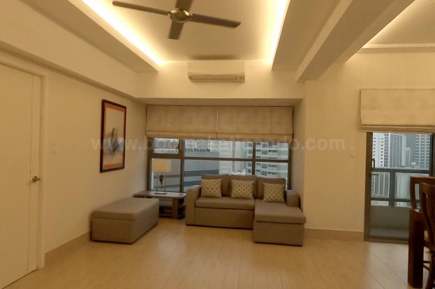 Living Area of 2-bedroom condominium unit at Shang Salcedo Place