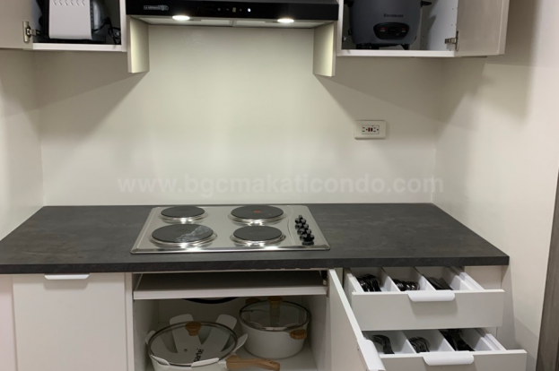 Kitchen area cooktop of 2-bedroom condo unit at The Trion Towers tower 3