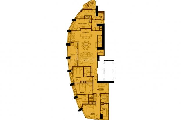 Floor plan of 3-bedroom condo unit at Aurelia Residences